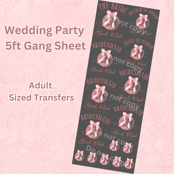 5ft Bridal/Wedding Party Gang Sheet