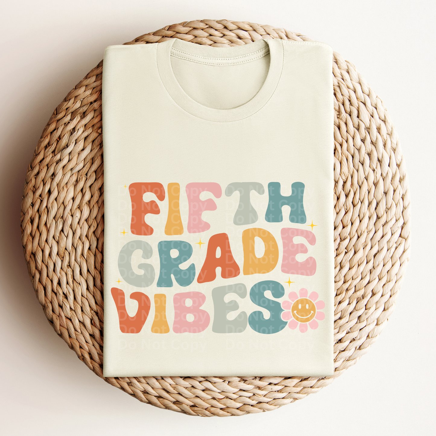 Fifth Grade Vibes Colorful Retro Font DTF Transfer