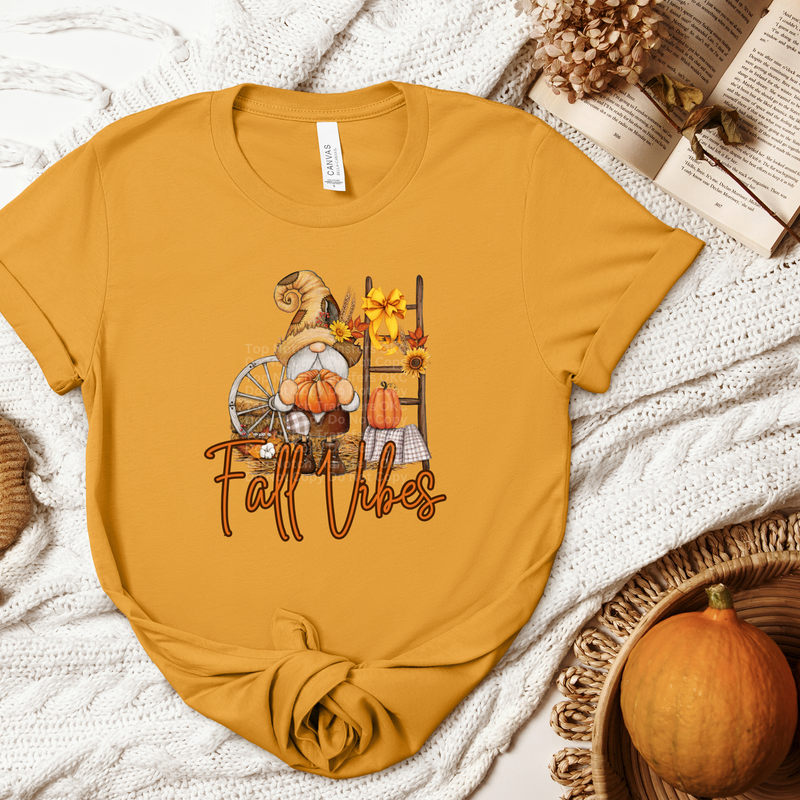 Fall Vibes Gnome on Haystack DTF Transfer