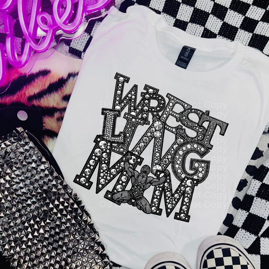 Wrestling Mom - Faux Rhinestone DTF Transfer