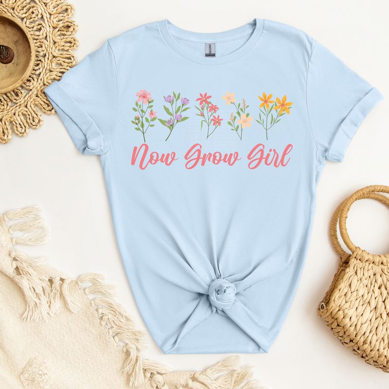 Now Grow Girl Flowers DTF Transfer