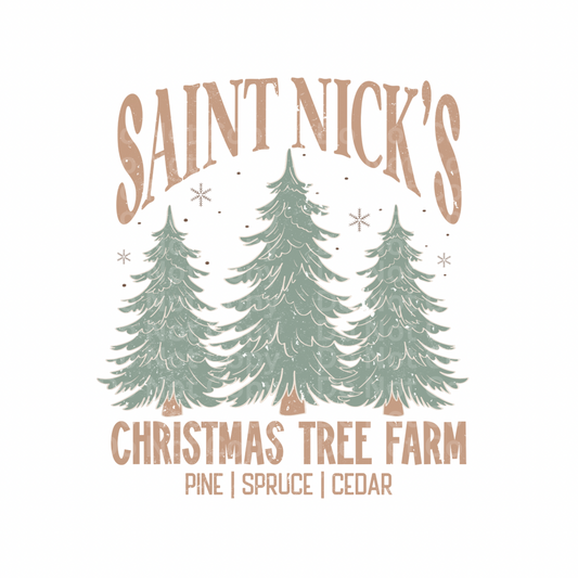 Saint Nick’s Christmas Tree Farm DTF Transfer