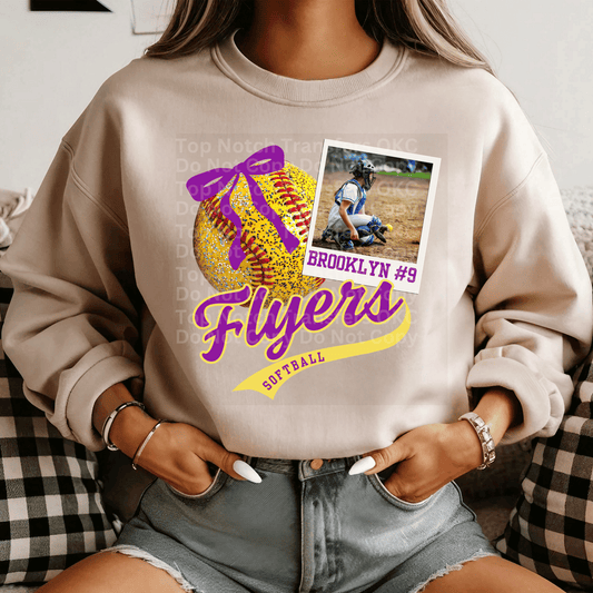 Custom Softball DTF Transfer (include colors, team name, player name & number in checkout notes- email picture to Topnotchtransfersokc@gmail.com