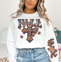 Fall for Jesus Faux embroidery *Optional long sleeve design* DTF Transfer