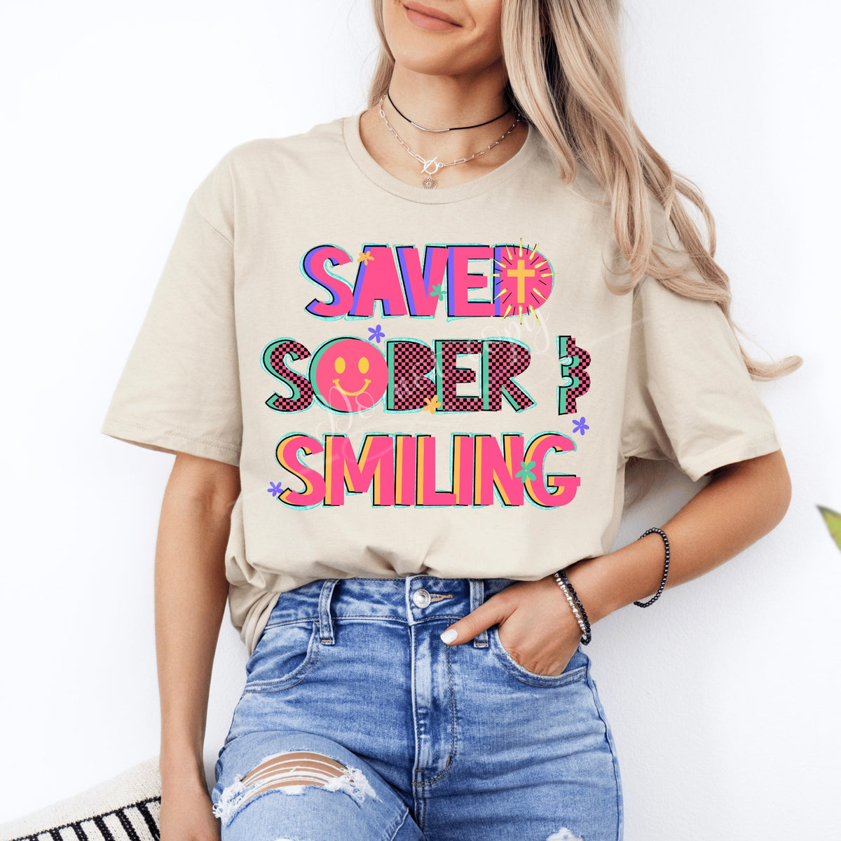 Saved Sober Smiling DTF Transfer
