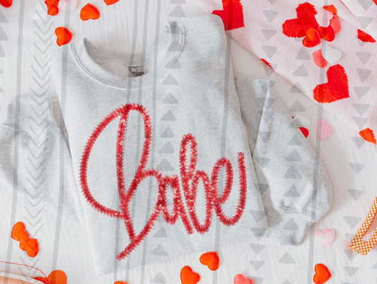 Babe Red Tinsel DTF Transfer