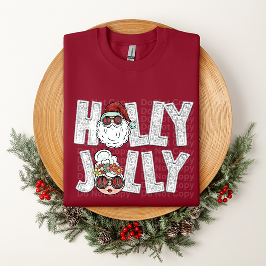 Holly Jolly Silver DTF Transfer