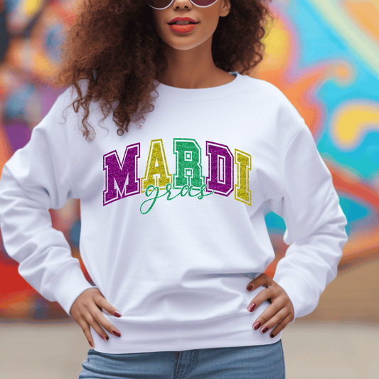 Glitter Mardi Gras DTF Transfer