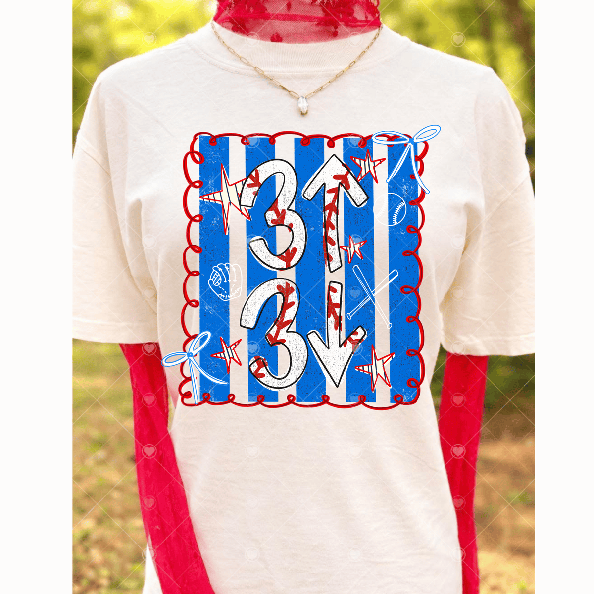 3 Up 3 Down Blue Stripes DTF Transfer