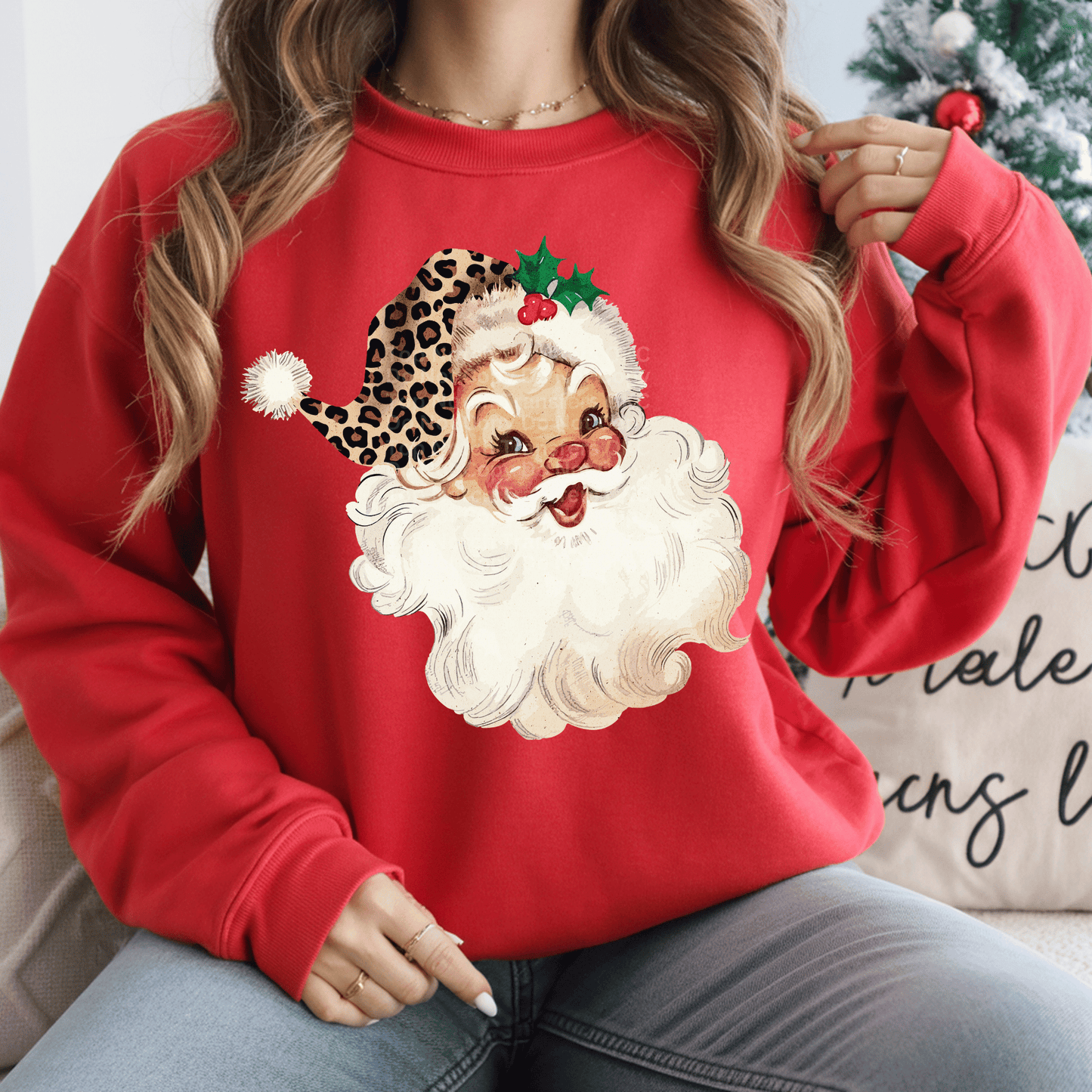 Vintage Santa Leopard Hat DTF Transfer