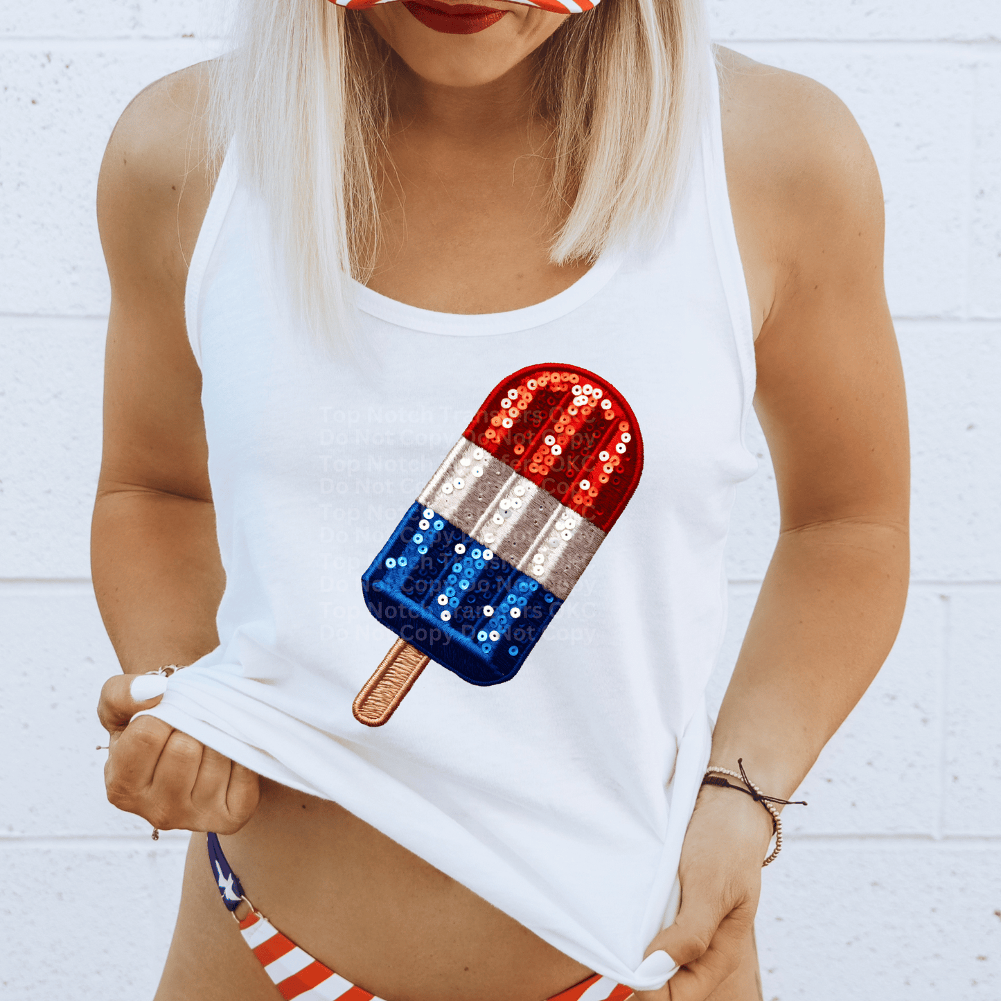 RWB Sequin Popsicle DTF Transfer