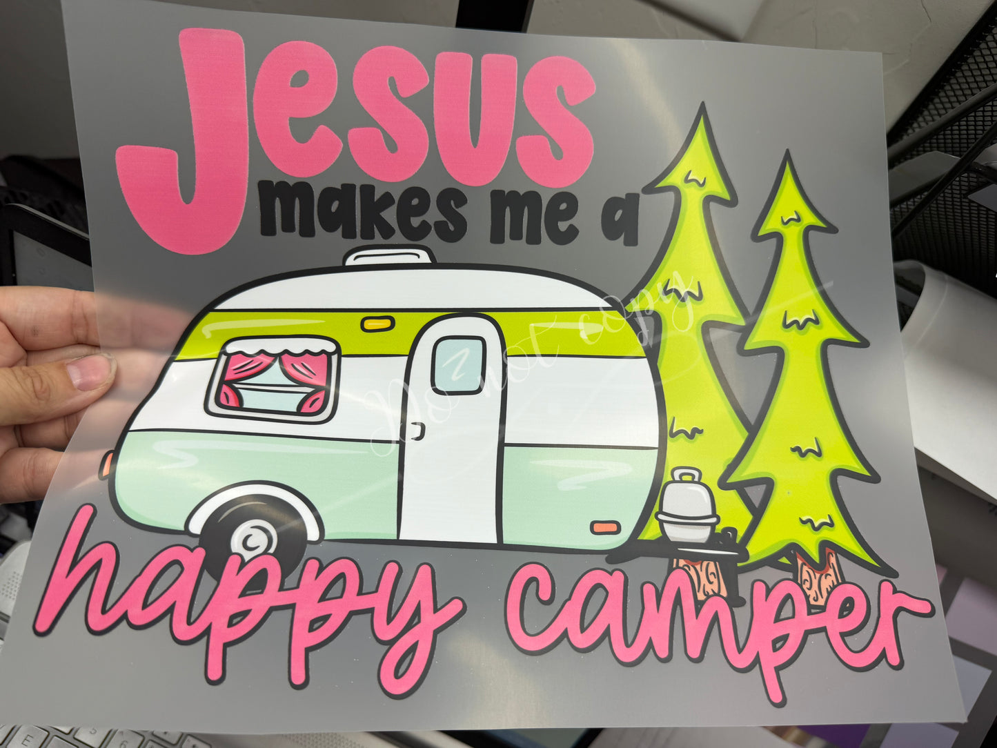 Jesus Makes Me A Happy Camper DTF Transfer