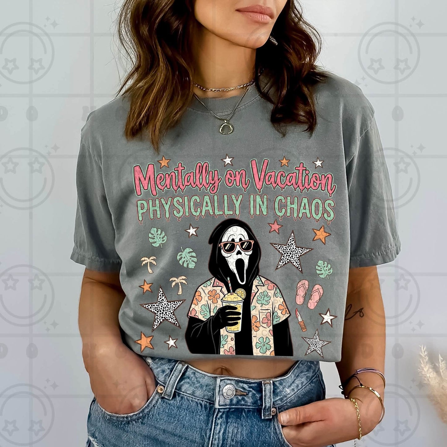 Mentally on Vacation, Physically in Chaos DTF Transfer