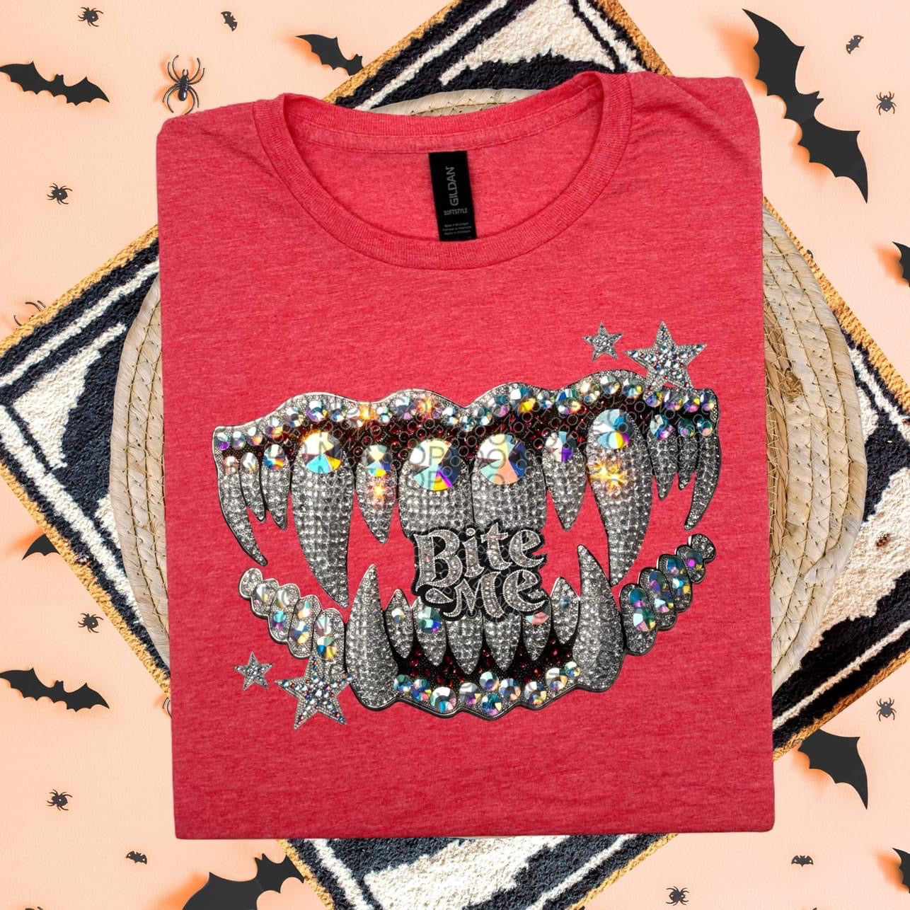 Bite Me Fangs Faux Rhinestone DTF Transfer