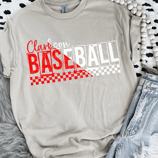 Clarkson Baseball Red/White DTF Transfer