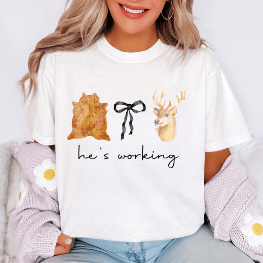 He’s working- taxidermy DTF Transfer