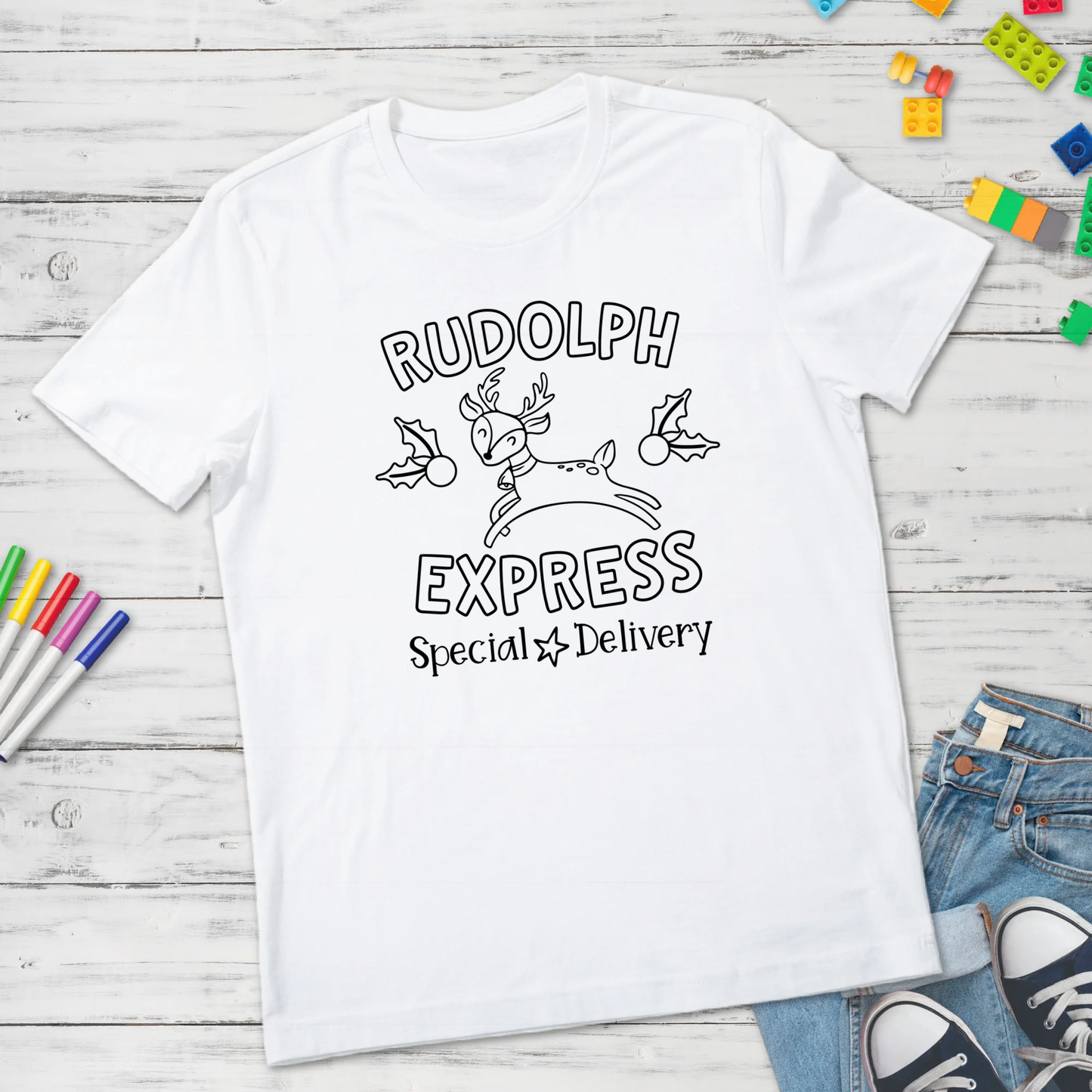 Rudolph Express coloring design DTF Transfer