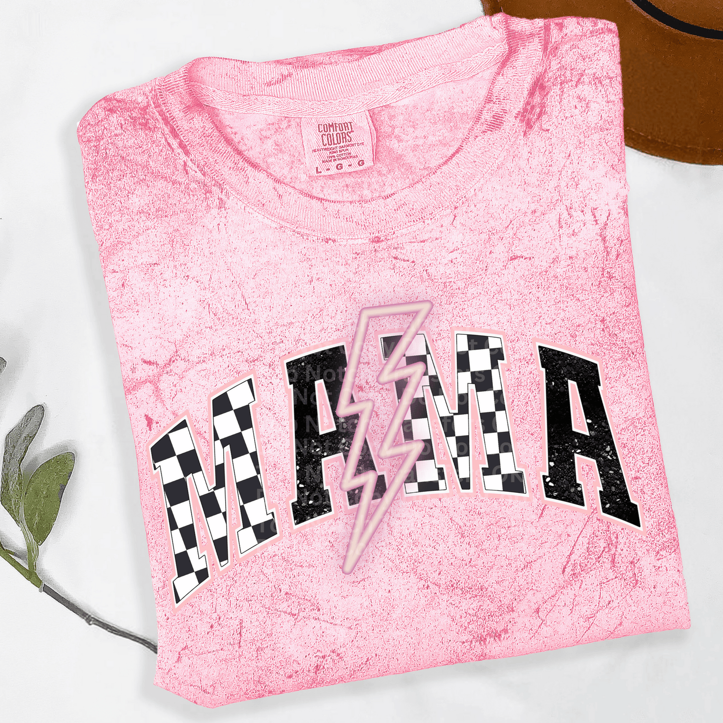 Checkered Mama Neon Light Pink DTF Transfer