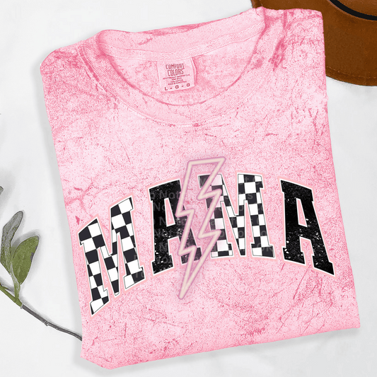 Checkered Mama Neon Light Pink DTF Transfer