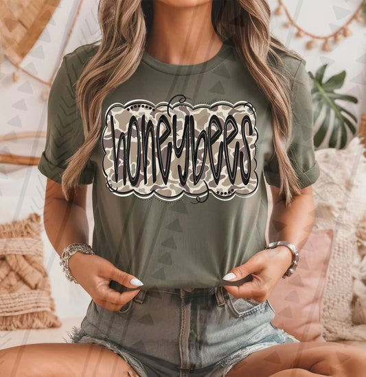Honeybees Camo DTF Transfer