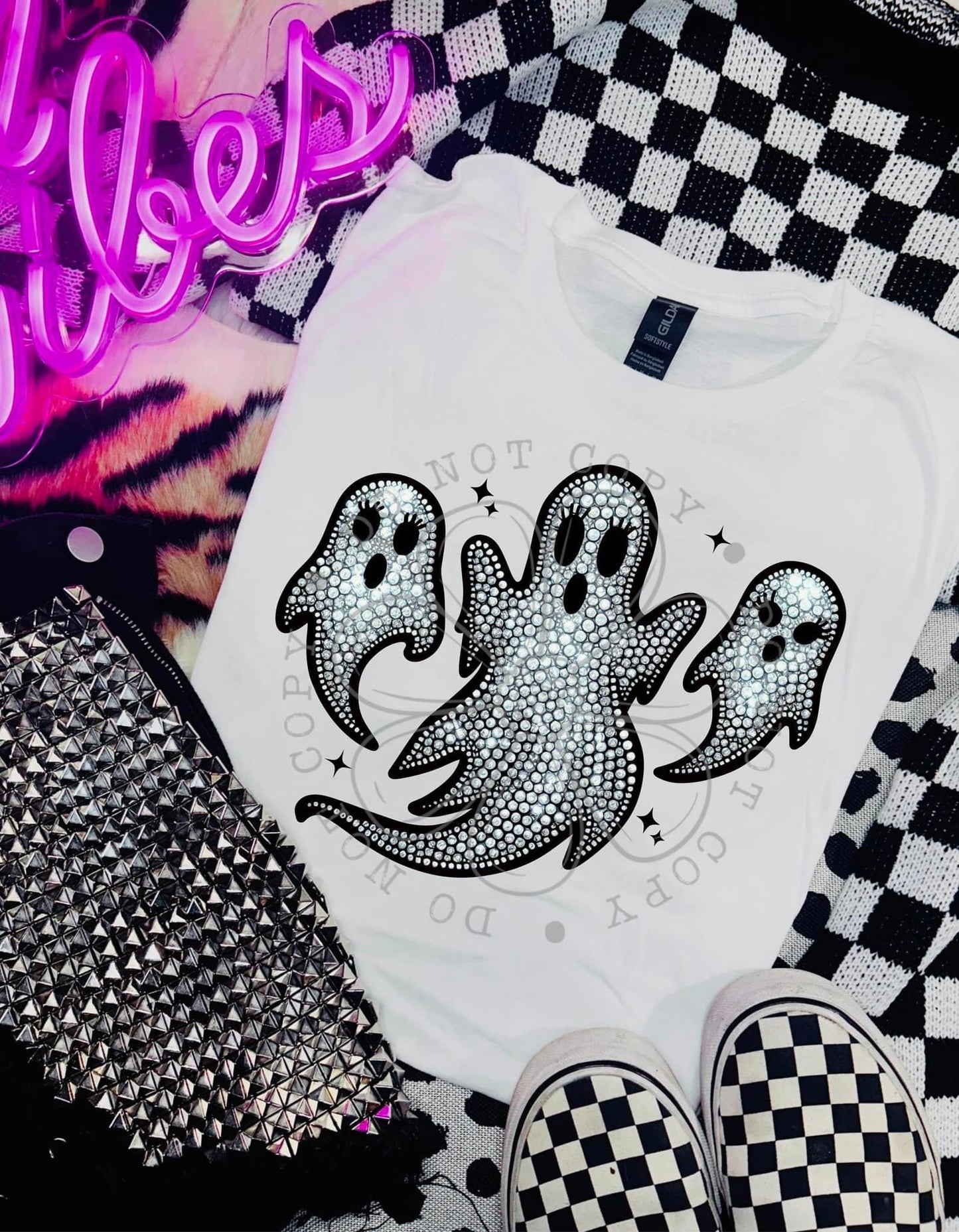 Faux Rhinestone Ghosts DTF Transfer