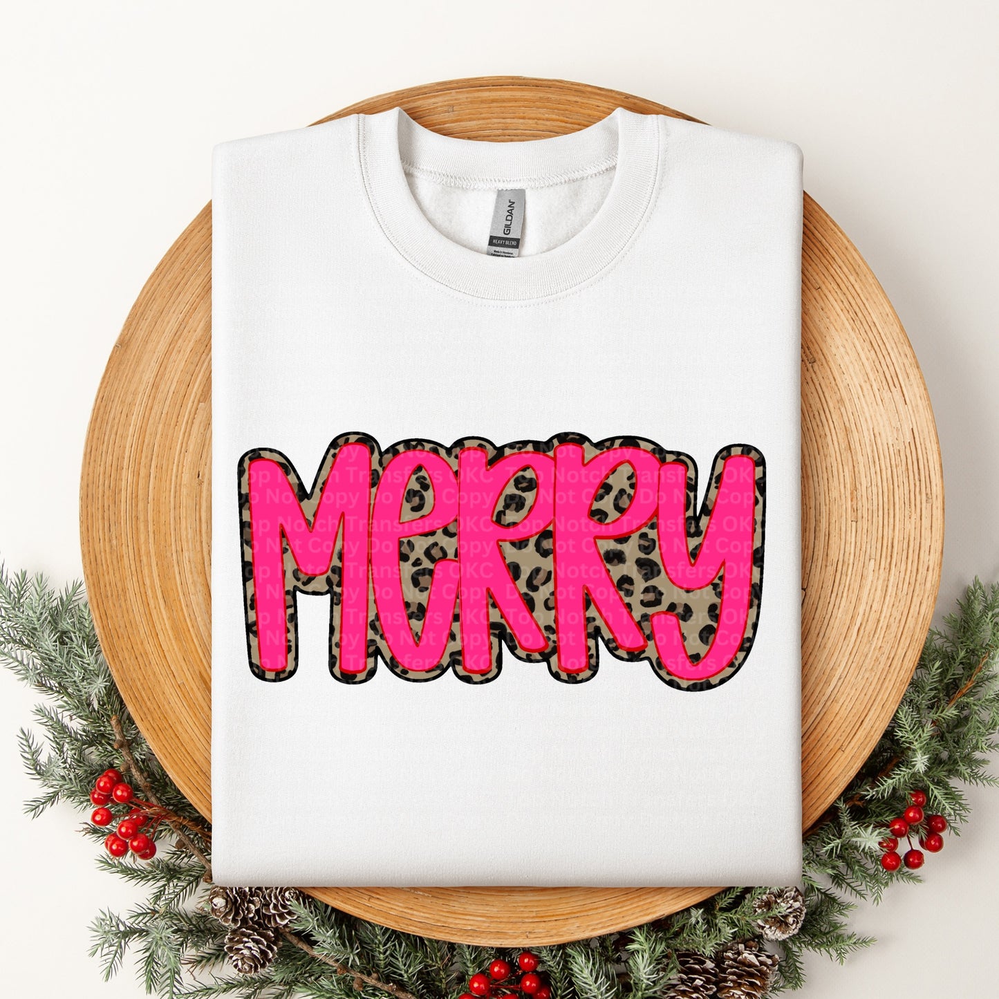 Merry Pink & Leopard Print DTF Transfer