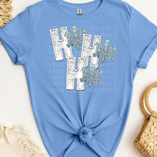 Ho Ho Ho Snowflakes silver/Grey DTF Transfer