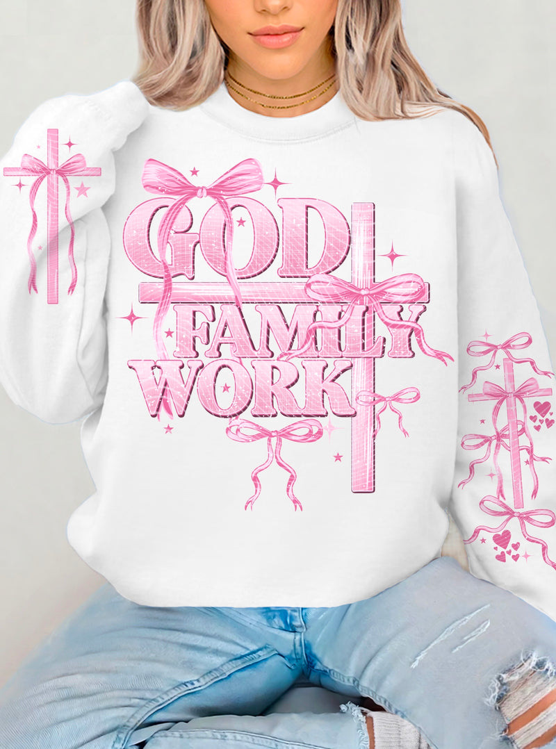 God Family Work *Optional long sleeve design* DTF Transfer