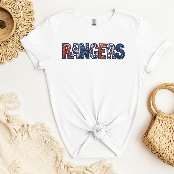 Rangers Faux Glitter & Embroidery DTF Transfer