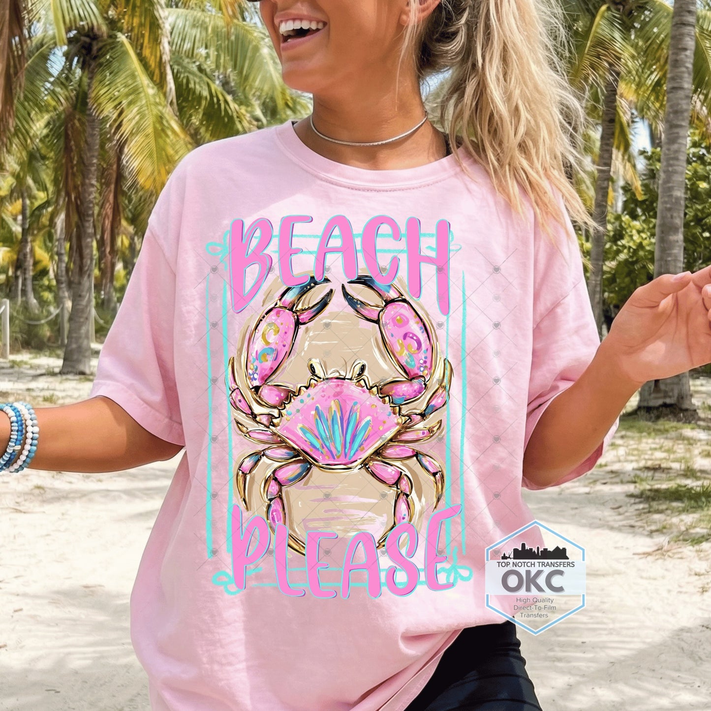 Beach Please DTF Transferas