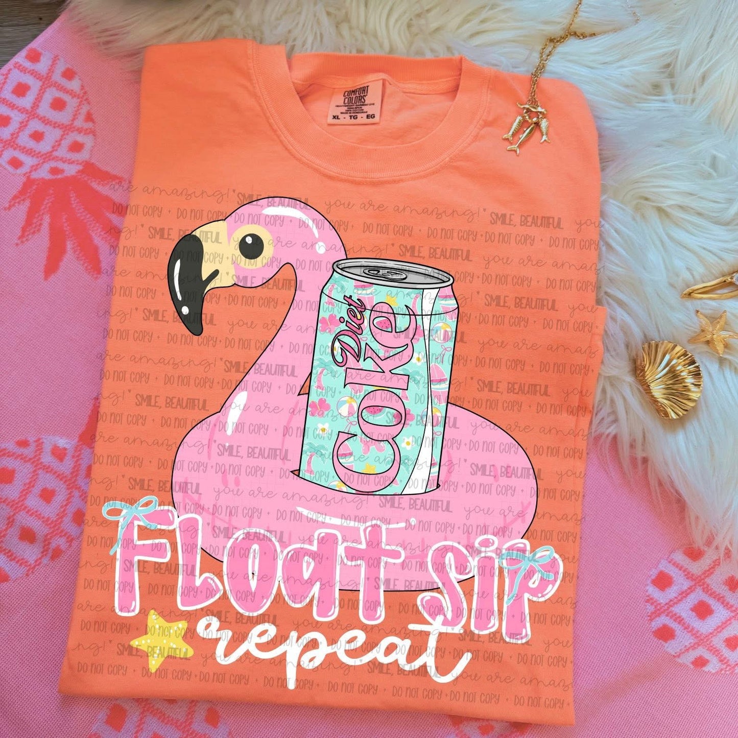 Float Sip Repeat Diet Coke floral DTF Transfer