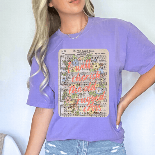 I Will Cherish The Old Rugged Cross Hymn DTF Transfer