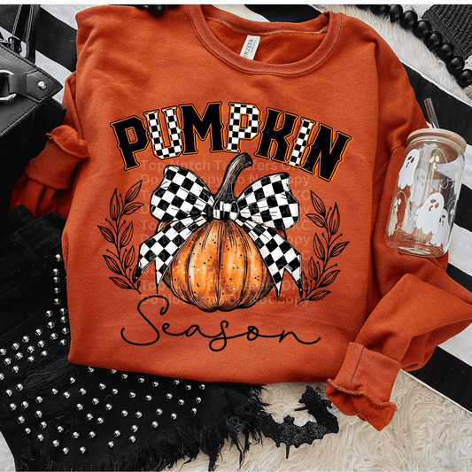 Pumpkin Season Checkered DTF Transfer