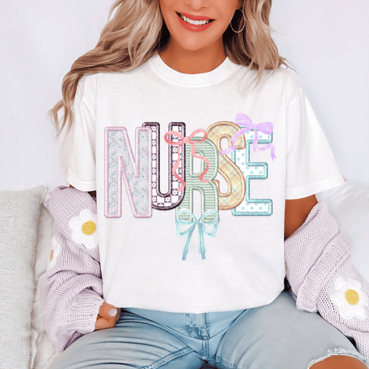 Nurse Spring Bows DTF Transfer