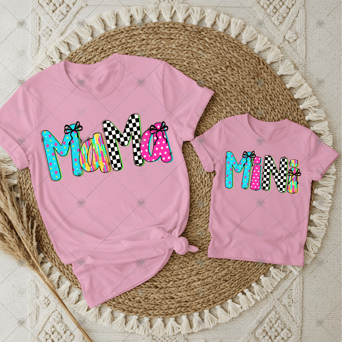 Mama/Mini Colorful Checkers DTF Transfers