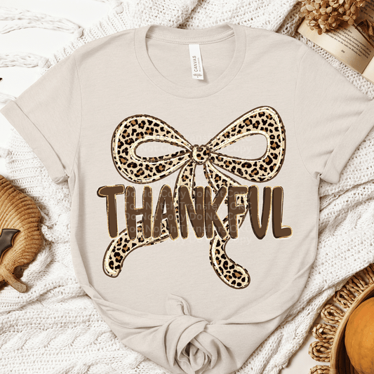 Thankful Leopard Print Bow DTF Transfer