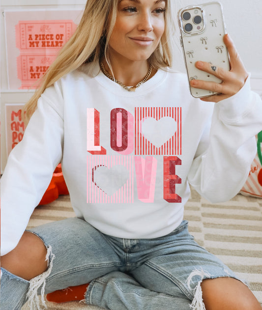 Love Striped Heart DTF Transfer