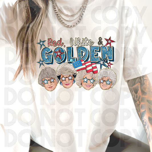 Red, White_Golden DTF Transfer