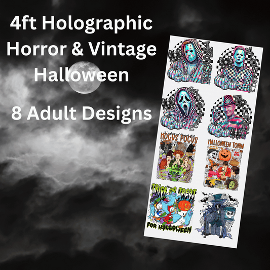 4ft Holographic Horror & Vintage Halloween Gang Sheet