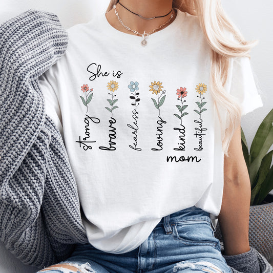 She Is Mom Flowers DTF Transfer