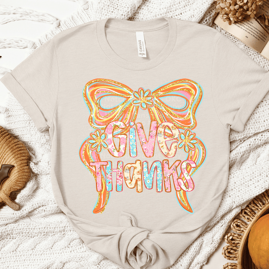 Give Thanks w/ Bow DTF Transfer