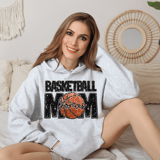 Basketball Bonus Mom Faux Sequins DTF Transfer