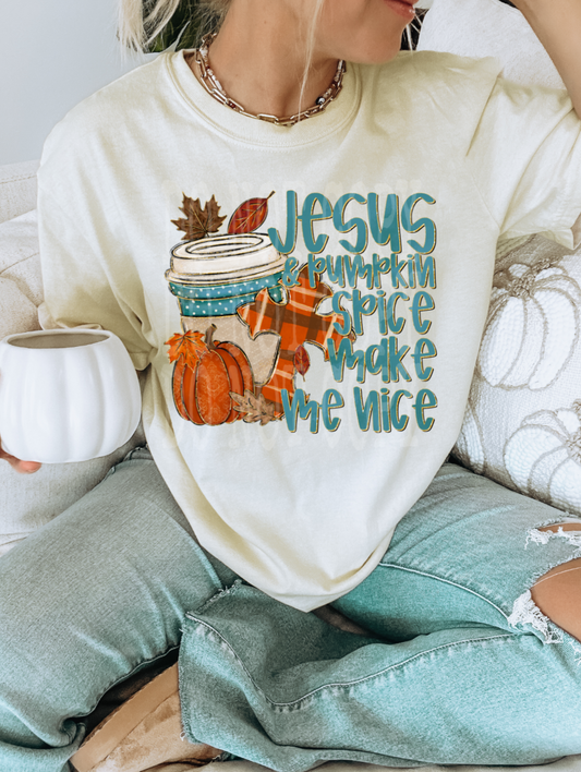 Jesus & Pumpkin Spice Make Me Nice DTF Transfer