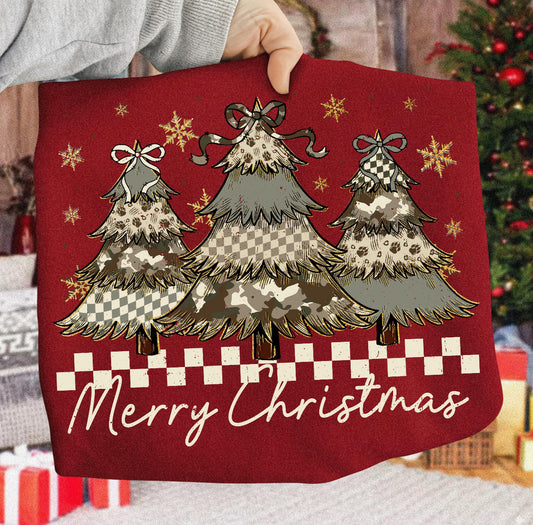 Merry Christmas Patterned Trees DTF Transfer