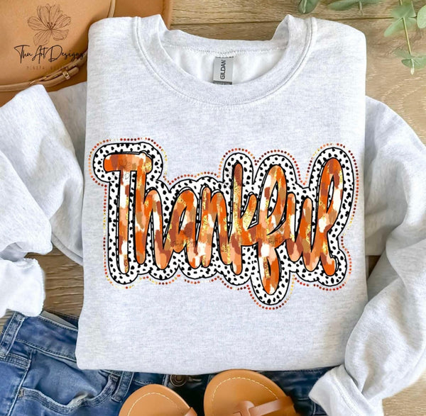 Thankful Dalmatian dot outline DTF Transfer