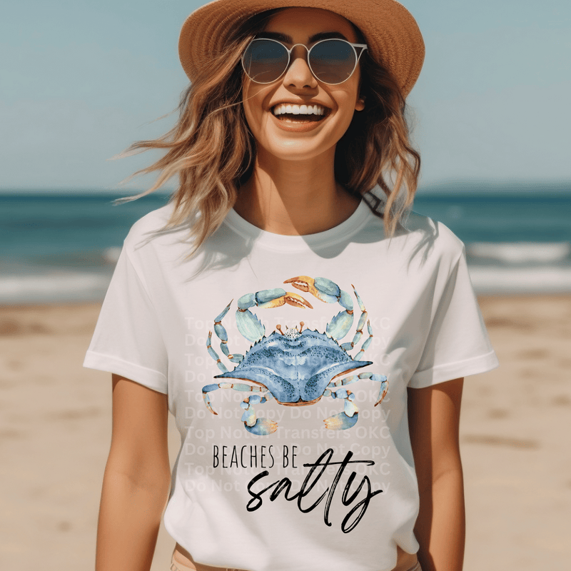 Beaches Be Salty Blue Crab DTF Transfer