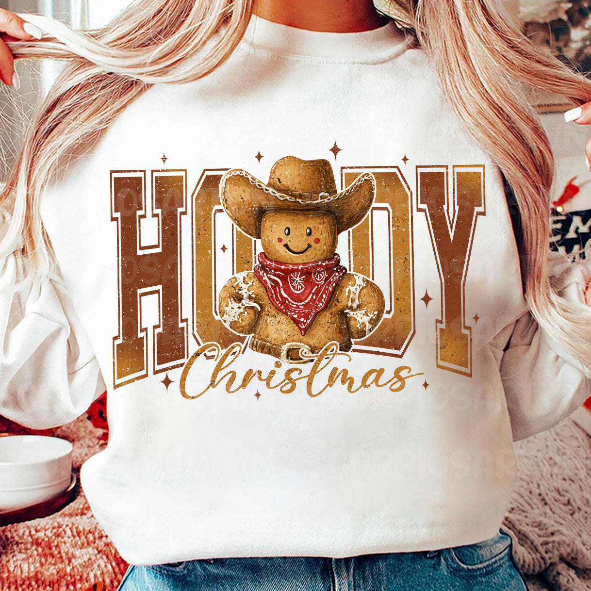 Howdy Christmas Gingerbread Cowboy DTF Transfer