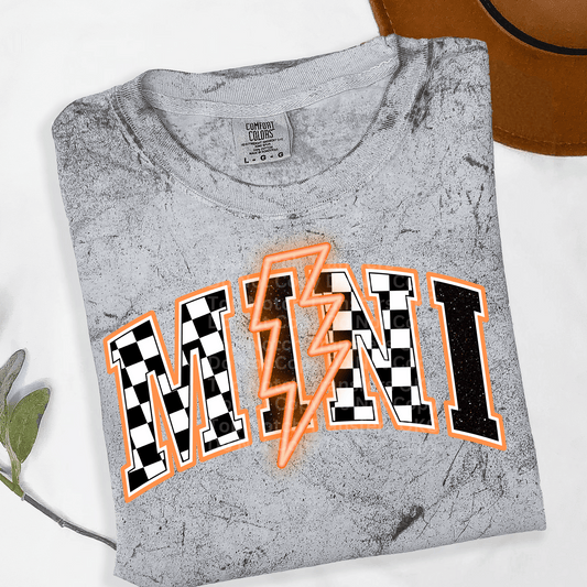 Checkered Mini Neon Orange DTF Transfer