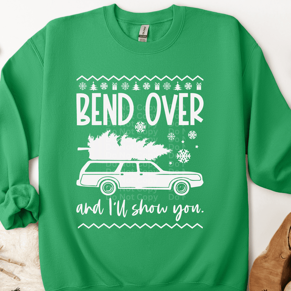 Bend Over White Ugly Christmas Sweater DTF Transfer