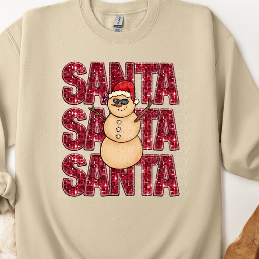 SANTA Snowman Faux Sequin DTF Transfer